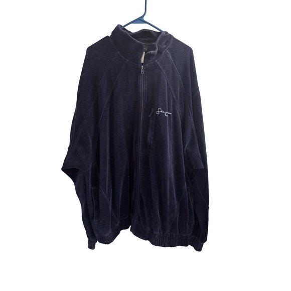 Sean John Track Jacket Mens XXXL Navy Blue Velour Full Zip Y2K Streetwear Logo